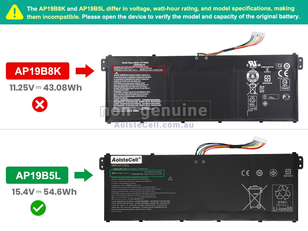 Replacement Acer Aspire 3 A315-58G-59D9 battery