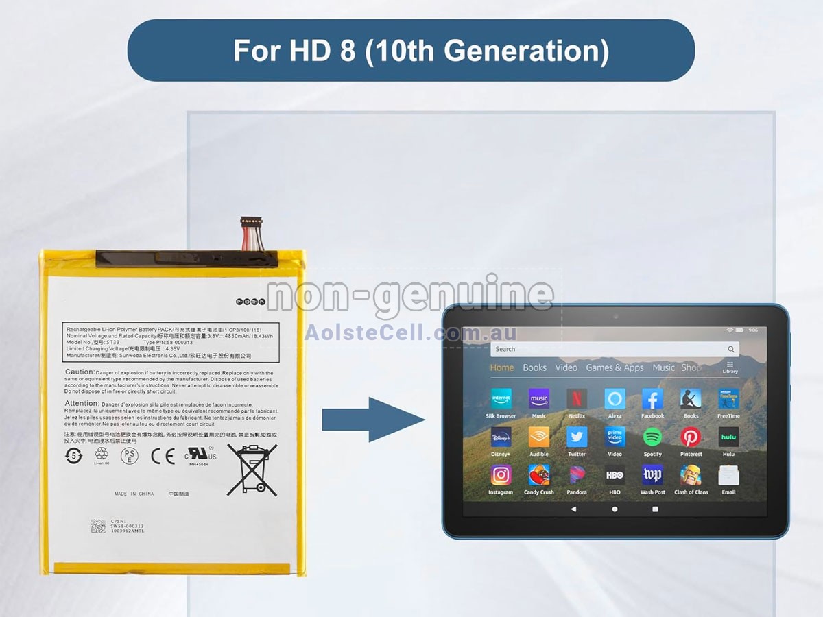 Replacement Amazon FIRE HD 8 (10TH GENERATION) battery