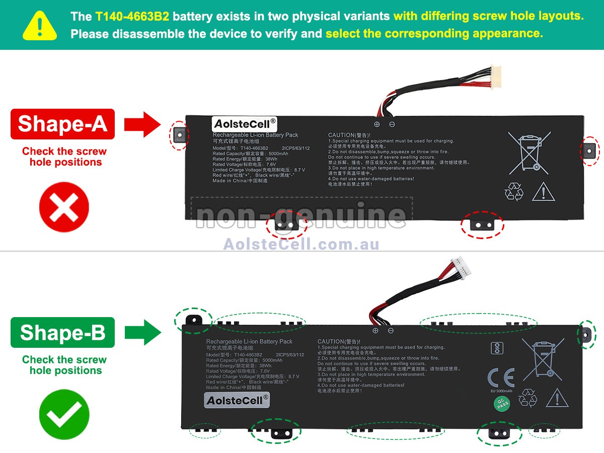 Replacement AolsteCell T140-4663B2 battery