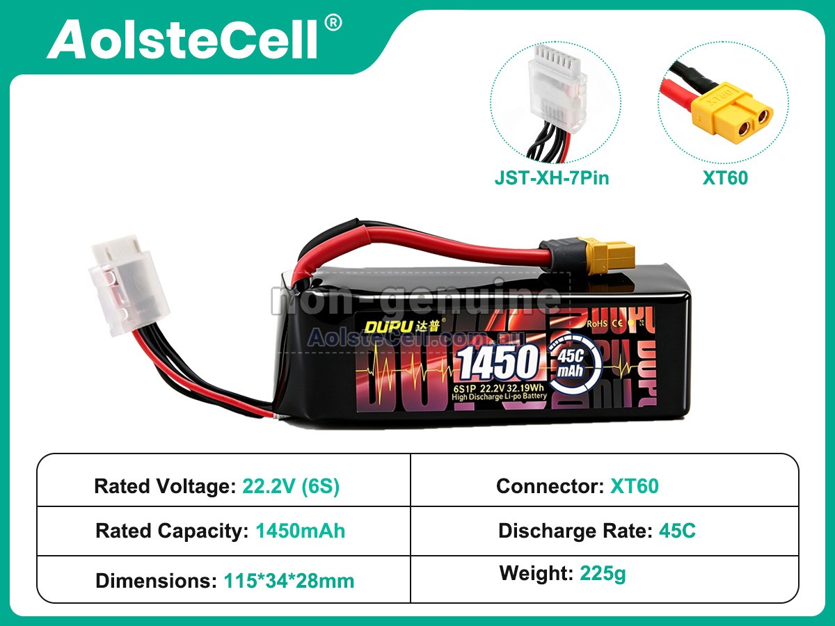 Replacement AolsteCell 22.2V 6S 1450MAH 45C XT60 battery