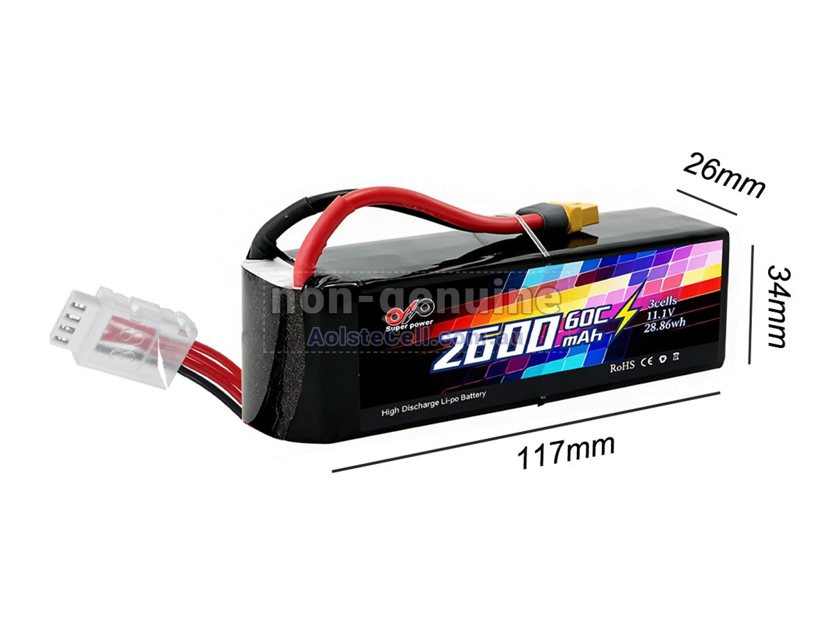 Replacement AolsteCell 11.1V 3S 2600MAH 60C XT60 battery