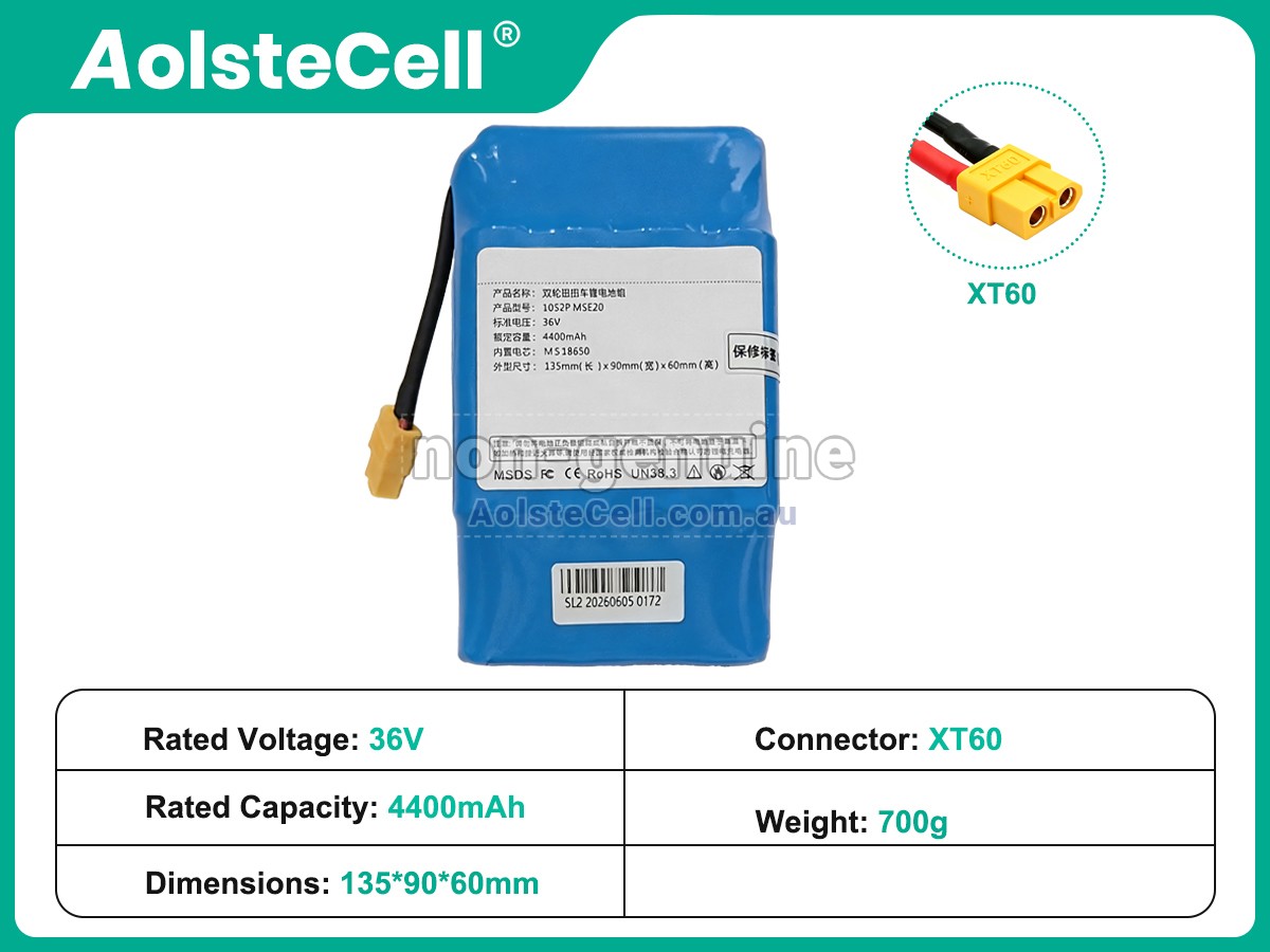Replacement AolsteCell 10S2P MSE20 SELF-BALANCING SCOOTER battery