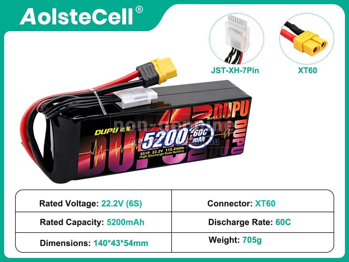 Replacement AolsteCell 22.2V 6S 5200MAH 60C XT60 battery