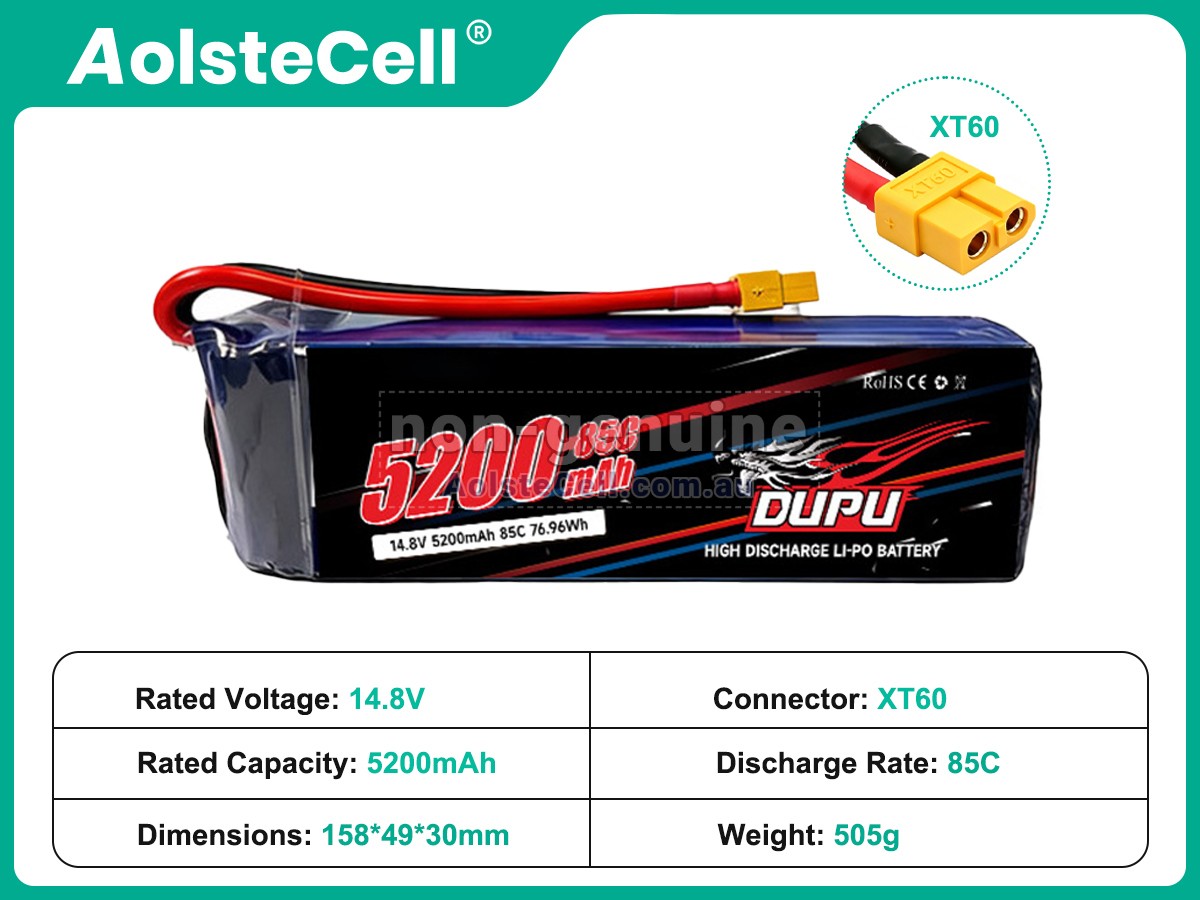 Replacement AolsteCell 14.8V 4S 5200MAH 85C XT60 battery