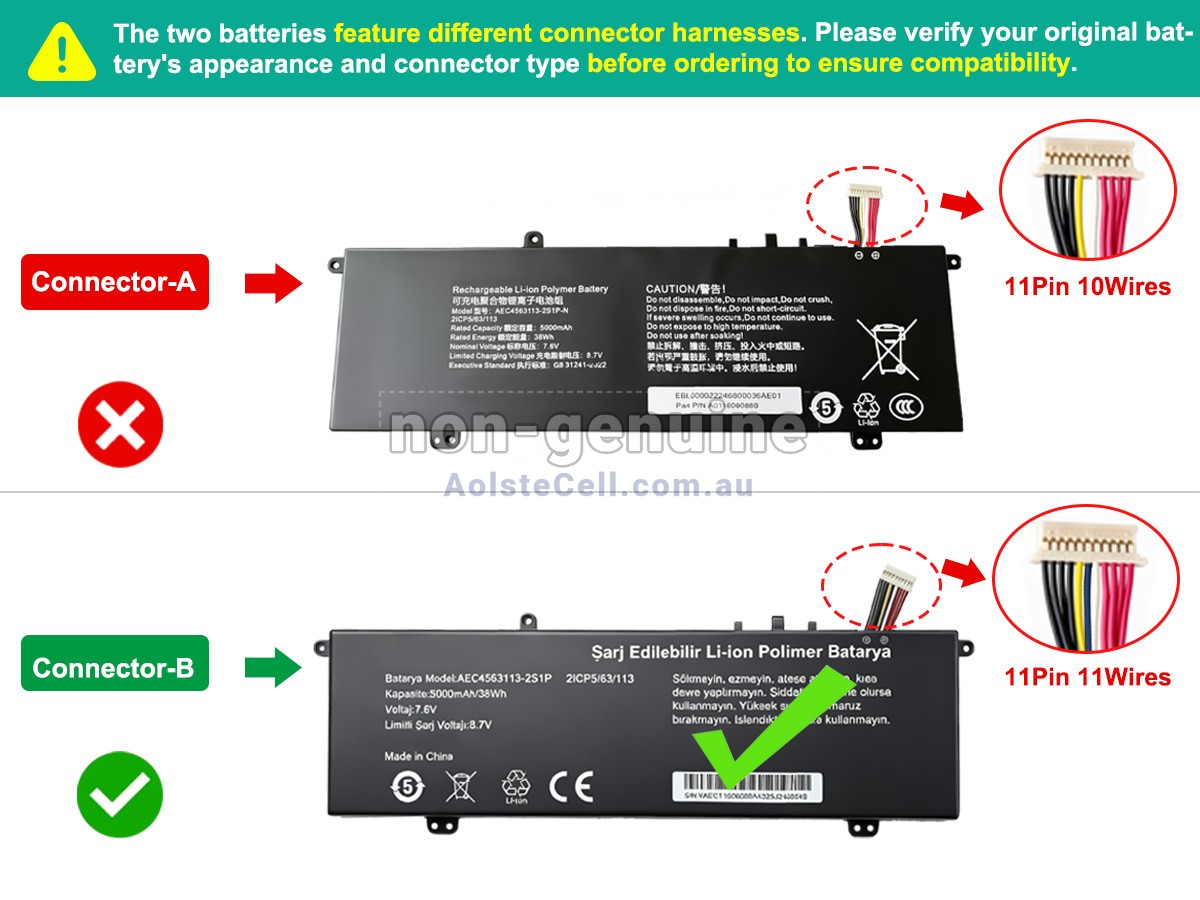 Replacement Casper AEC4563113-2S1P battery