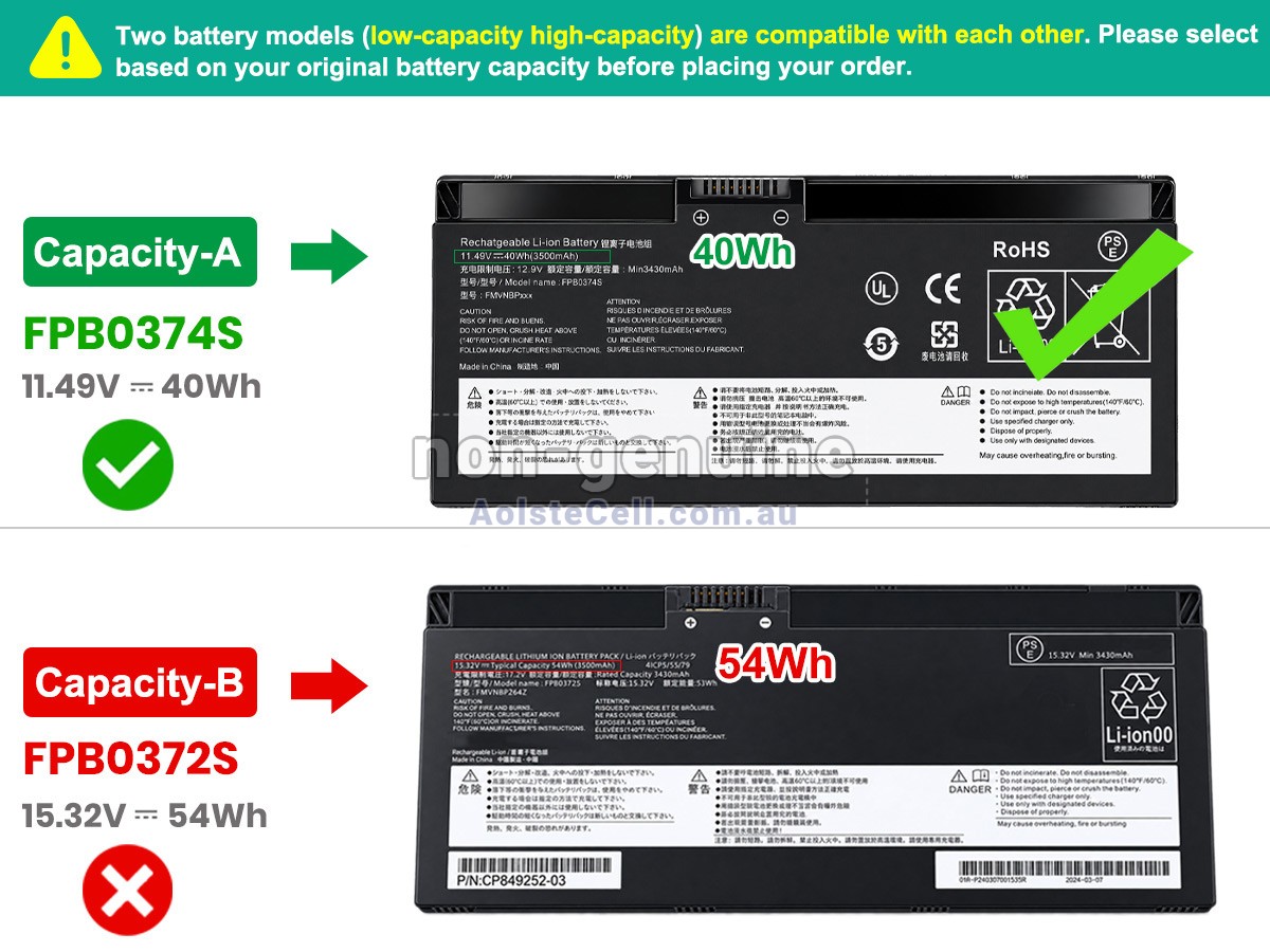 Replacement Fujitsu CP854407-02 battery