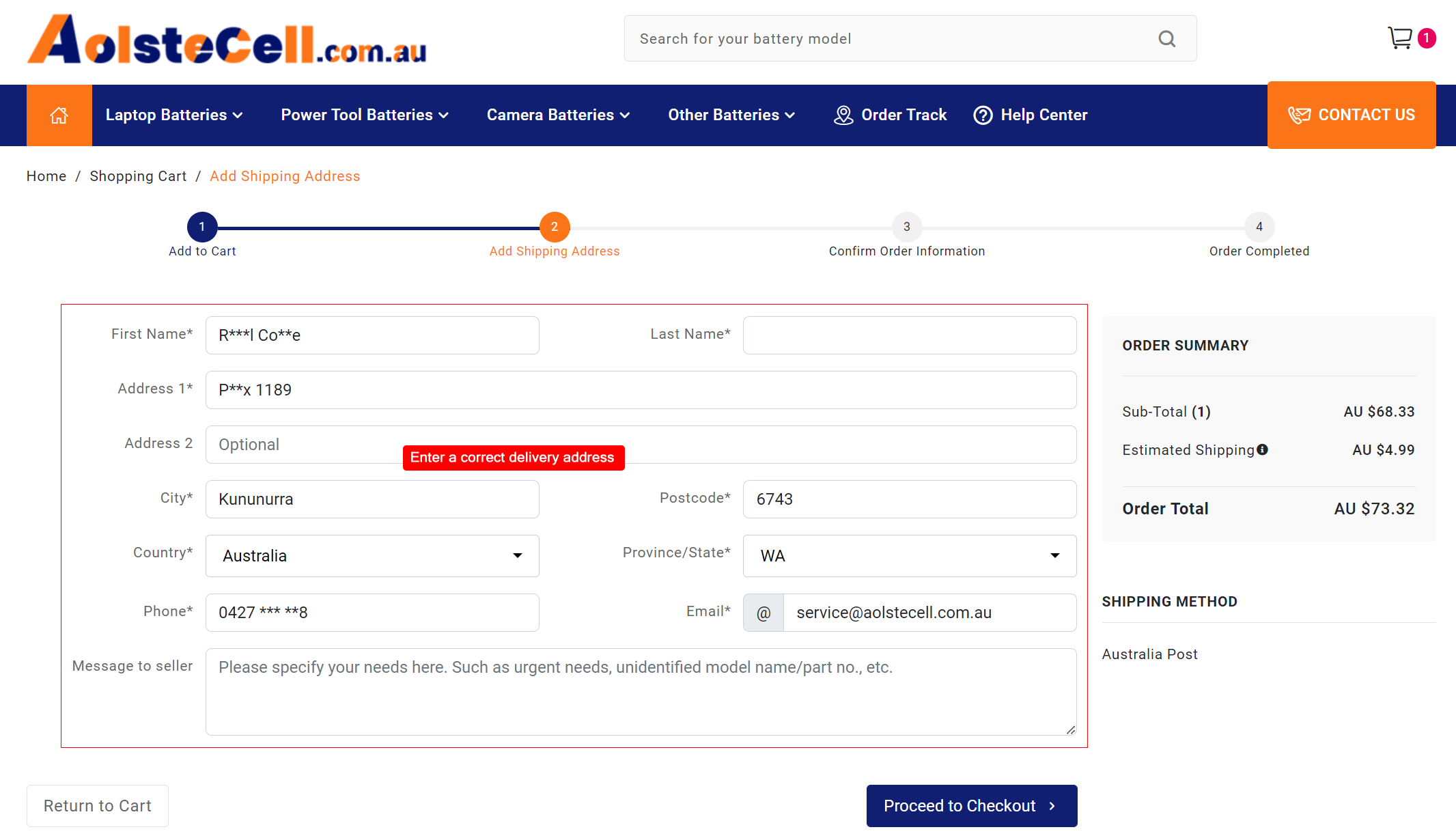 Add shipping address