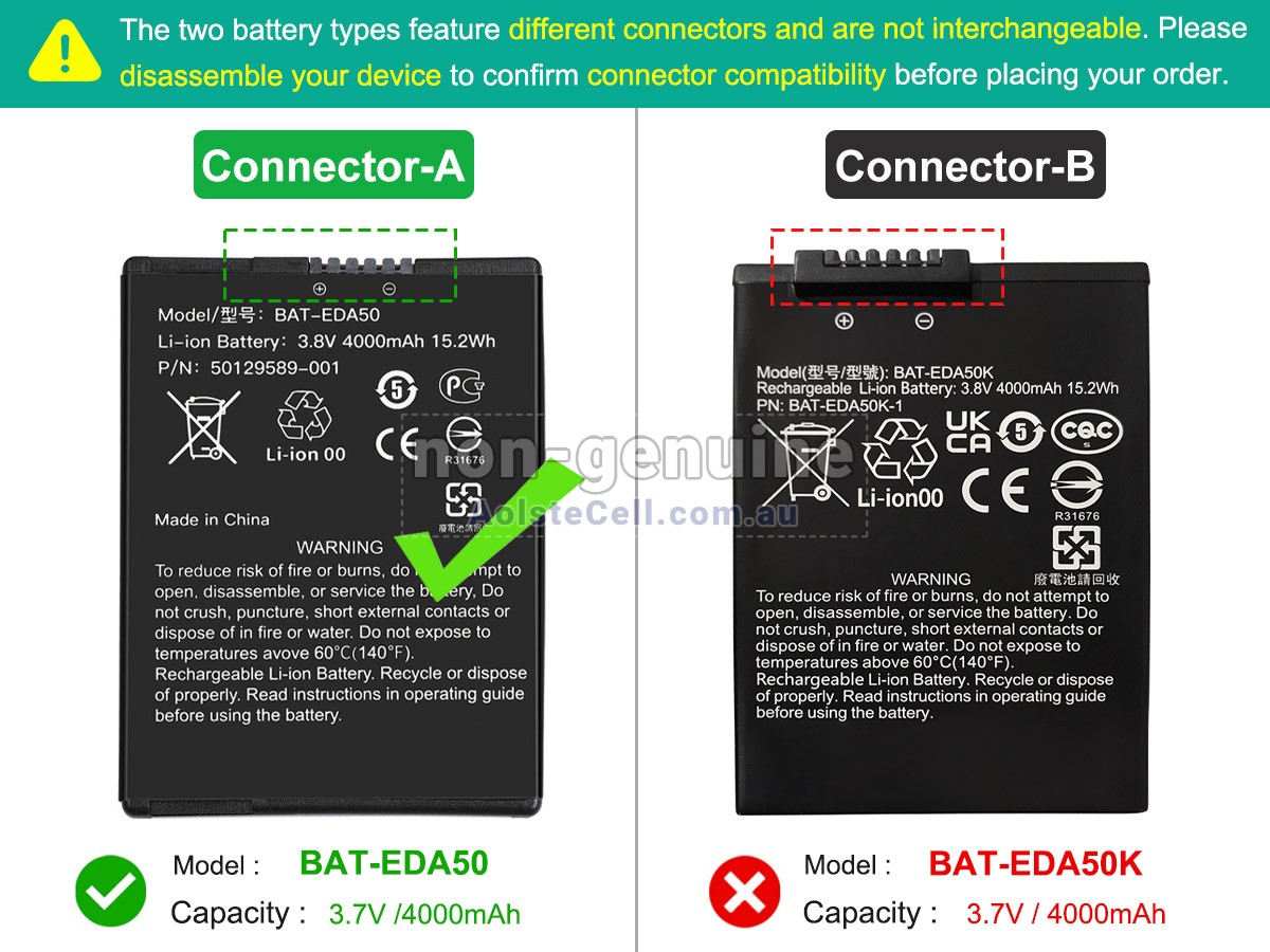 Replacement Honeywell EDA50KP-3 battery