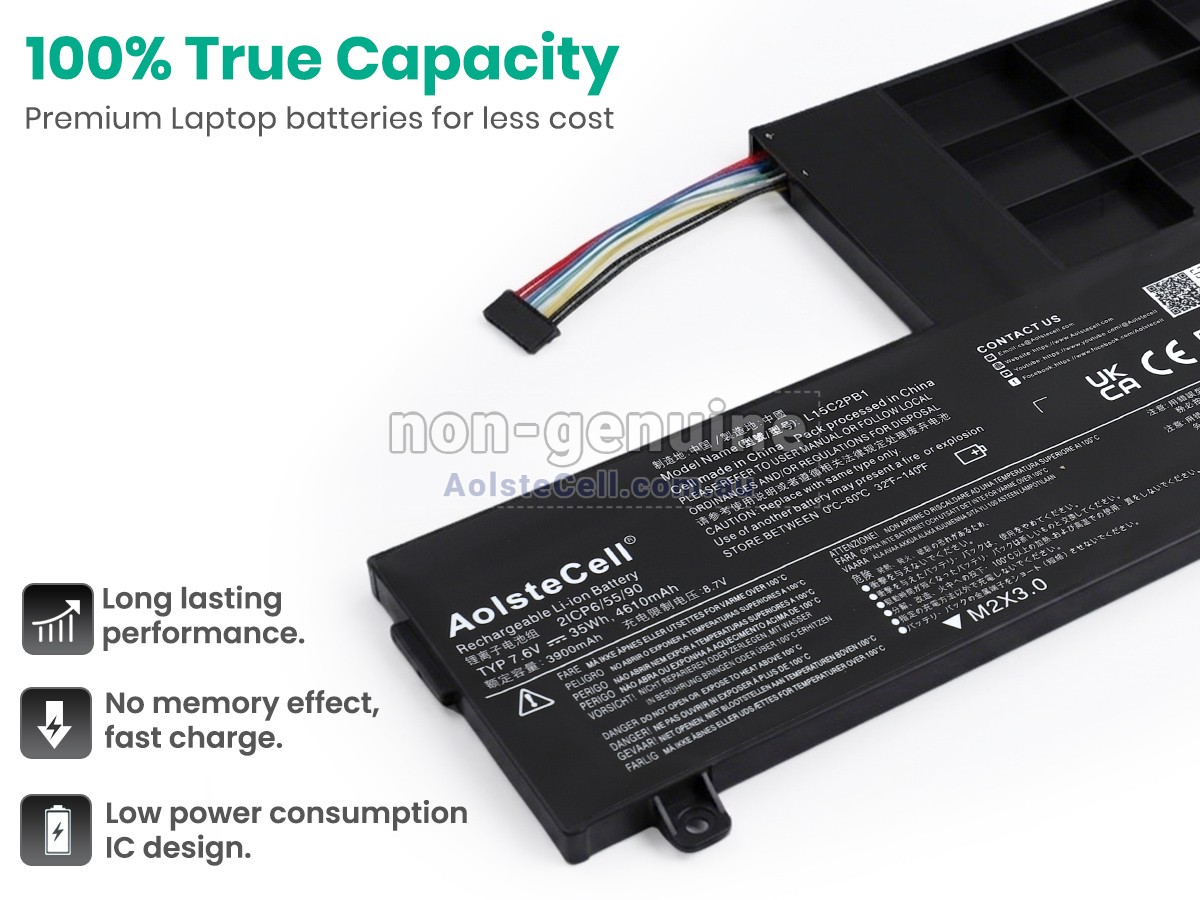 Replacement Lenovo L15L2PB1 battery