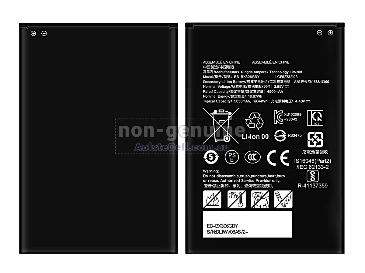 Replacement Samsung Galaxy TAB ACTIVE 5 SM-X306B battery