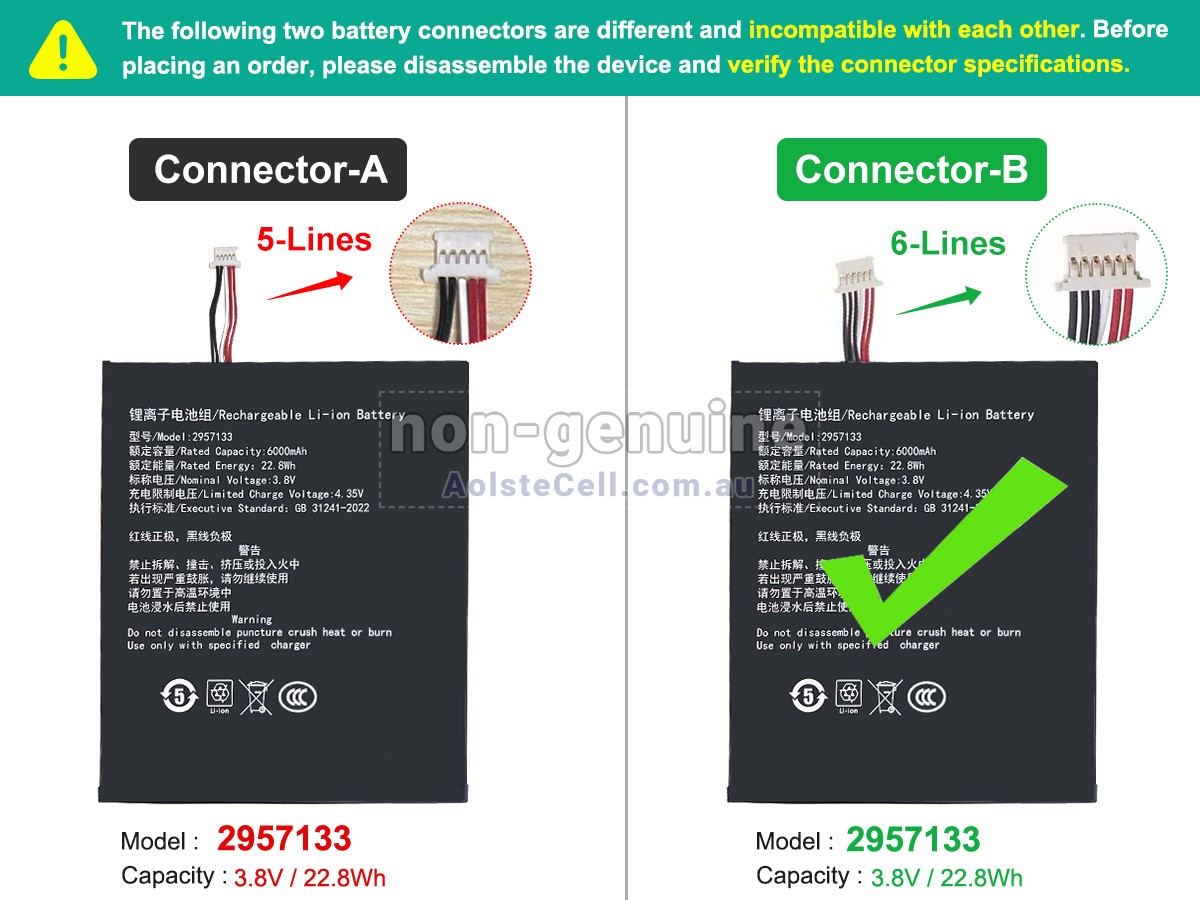 Replacement Teclast 2957133 battery