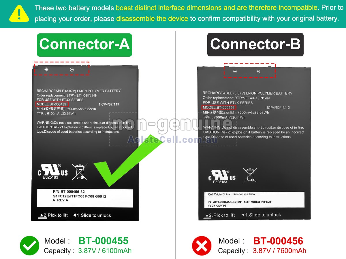 Replacement Zebra ET4X battery