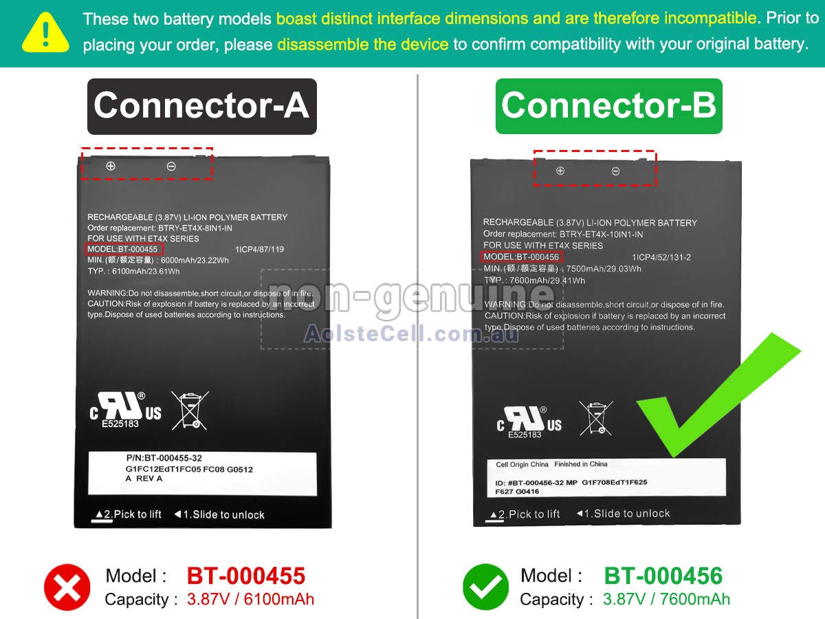 Replacement Zebra ET4X battery