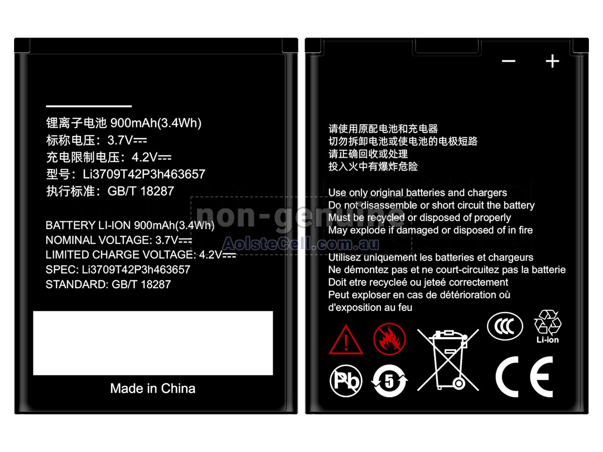 Replacement ZTE LI3709T42P3H463657 battery