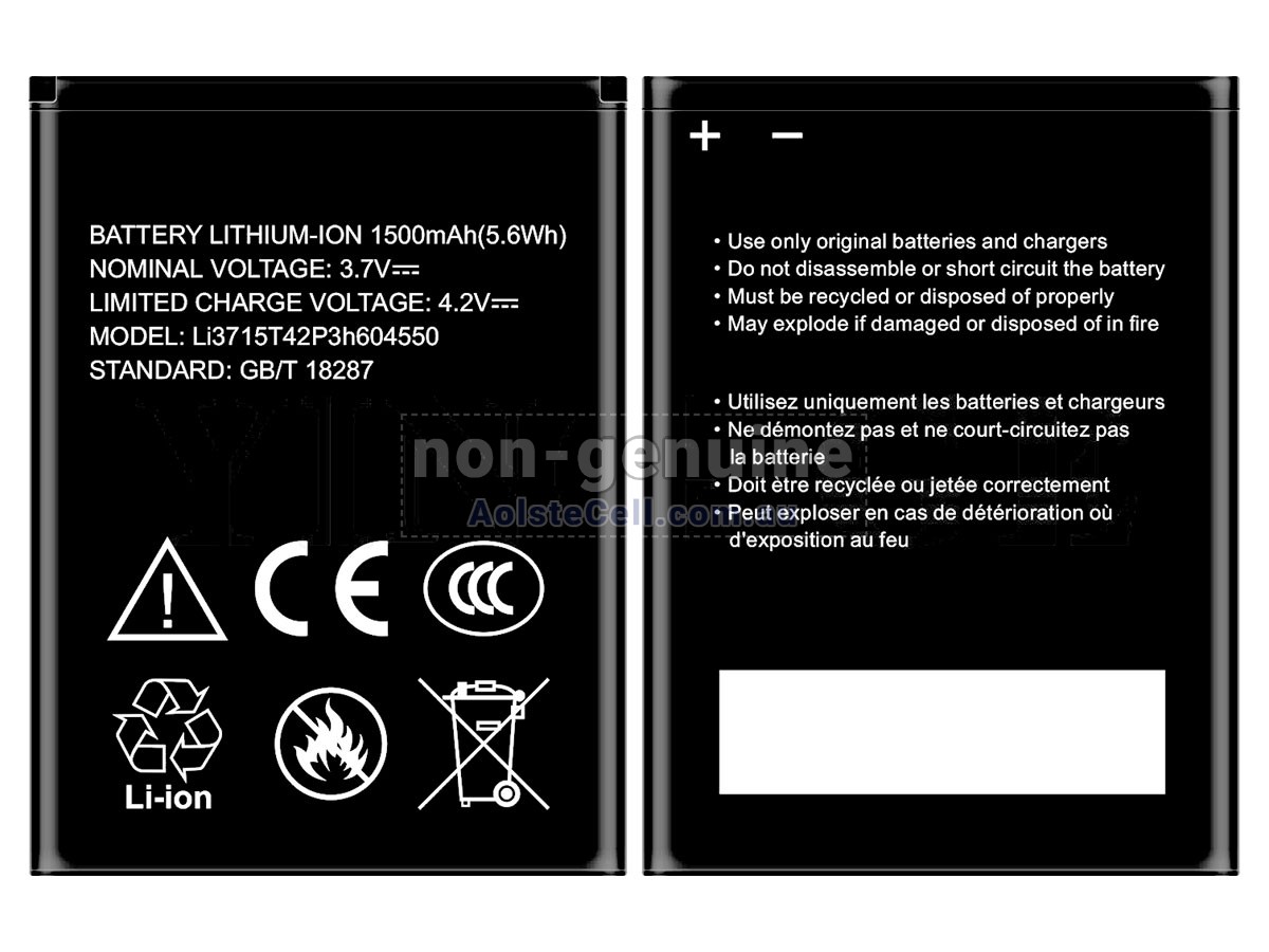 Replacement ZTE LI3715T42P3H604550 battery